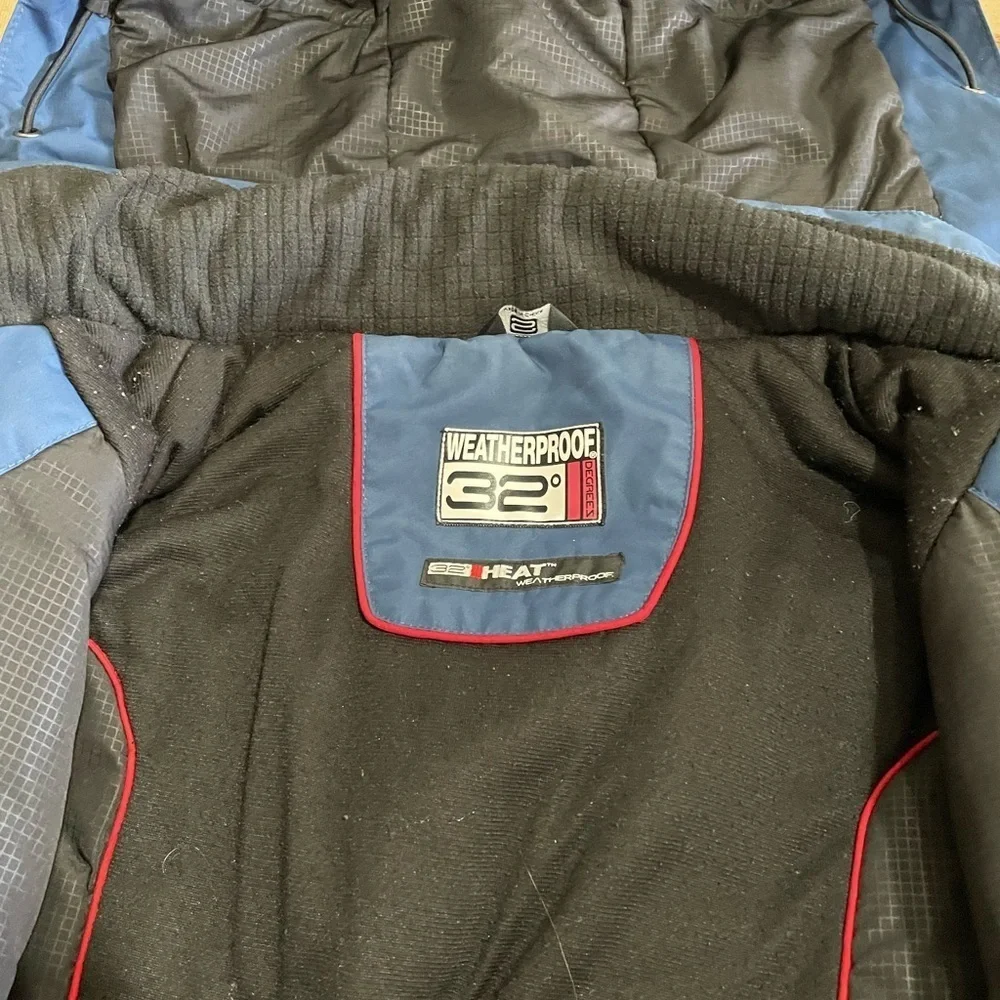 Weatherproof 32 heat men’s Hydro Tech Jacket size small blue and gray with hood